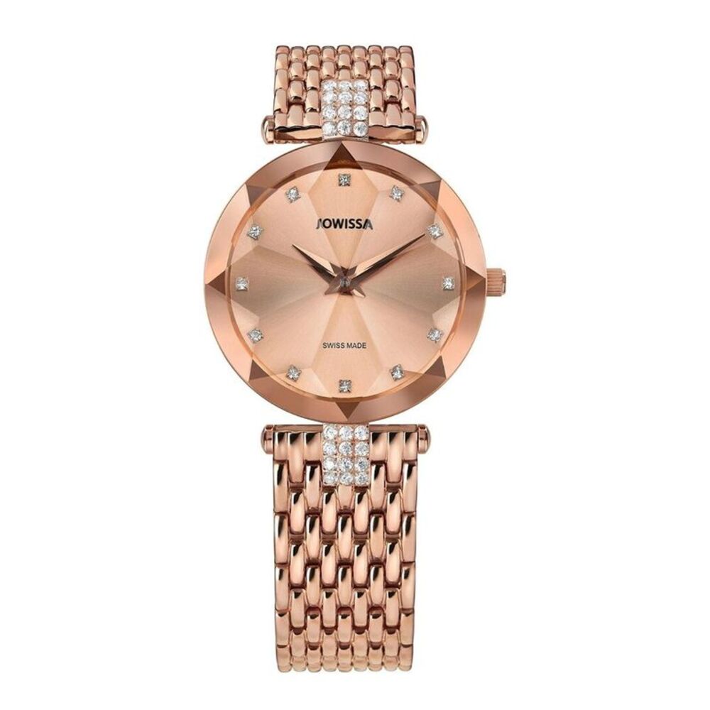 Facet Strass Swiss Ladies Watch, Pink